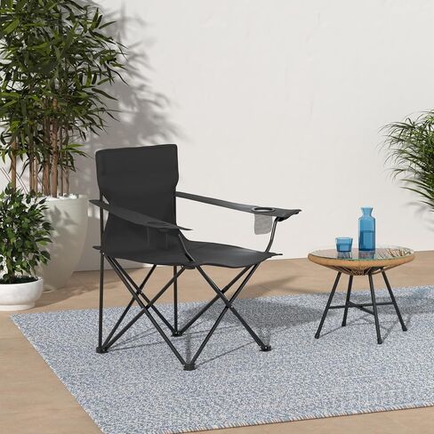 HaSteeL Large Camping Chairs for Adults, Black Folding Beach Chair Set of 2 | 600D Oxford Fabric, Support 250LB, Black Carrying Bag, Portable for Lawn Backyard Fishing Hiking Picnic Tailgating Sporting in Kuwait