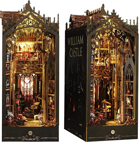 مجموعة زوايا الكتب DIY للبالغين والمراهقين، بيت الدمية المصغر، رف الكتب وإدراج ديكور الزقاق ثلاثي الأبعاد، لغز خشبي ثلاثي الأبعاد، قلعة ويليام القوطية الداكنة، بناء نموذج خزانة كتب سحرية in Kuwait