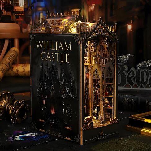 مجموعة زوايا الكتب DIY للبالغين والمراهقين، بيت الدمية المصغر، رف الكتب وإدراج ديكور الزقاق ثلاثي الأبعاد، لغز خشبي ثلاثي الأبعاد، قلعة ويليام القوطية الداكنة، بناء نموذج خزانة كتب سحرية in Kuwait