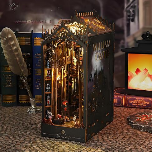 مجموعة زوايا الكتب DIY للبالغين والمراهقين، بيت الدمية المصغر، رف الكتب وإدراج ديكور الزقاق ثلاثي الأبعاد، لغز خشبي ثلاثي الأبعاد، قلعة ويليام القوطية الداكنة، بناء نموذج خزانة كتب سحرية in Kuwait