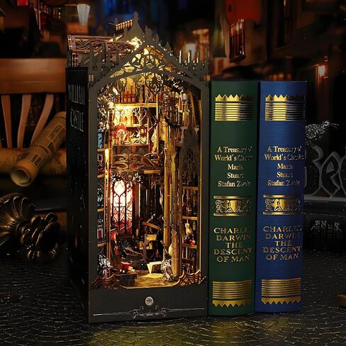 مجموعة زوايا الكتب DIY للبالغين والمراهقين، بيت الدمية المصغر، رف الكتب وإدراج ديكور الزقاق ثلاثي الأبعاد، لغز خشبي ثلاثي الأبعاد، قلعة ويليام القوطية الداكنة، بناء نموذج خزانة كتب سحرية in Kuwait