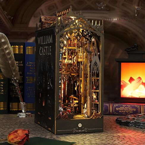 مجموعة زوايا الكتب DIY للبالغين والمراهقين، بيت الدمية المصغر، رف الكتب وإدراج ديكور الزقاق ثلاثي الأبعاد، لغز خشبي ثلاثي الأبعاد، قلعة ويليام القوطية الداكنة، بناء نموذج خزانة كتب سحرية in Kuwait