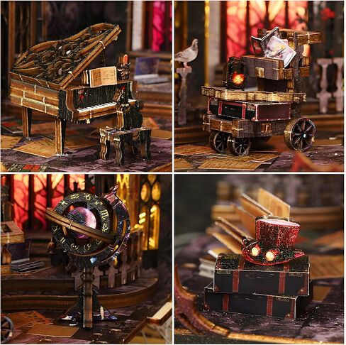 مجموعة زوايا الكتب DIY للبالغين والمراهقين، بيت الدمية المصغر، رف الكتب وإدراج ديكور الزقاق ثلاثي الأبعاد، لغز خشبي ثلاثي الأبعاد، قلعة ويليام القوطية الداكنة، بناء نموذج خزانة كتب سحرية in Kuwait