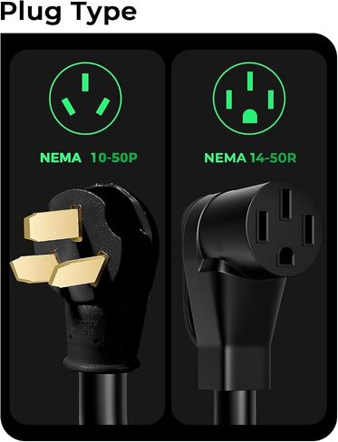 محول شاحن EV، NEMA 10-50P إلى 14-50R UL مدرج، قابس 50 أمبير إلى 3 شقوق أنثى، متوافق مع EV للشحن من المستوى 2 (12 بوصة) in Kuwait
