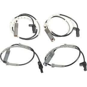 Motoforti Front Rear Left Right ABS Sensor Wheel Speed Sensor, for BMW 128i L6 3.0L E82 Series 2008-2013, Plastic, No.34526760424/34526760425, Black, 4pcs