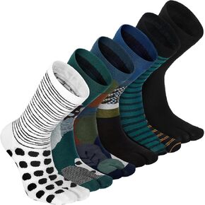 6 Pairs Men's Tabi Socks Cotton Flip Flop Socks Split Toe Socks for Men Athletic Wicking (Stylish)