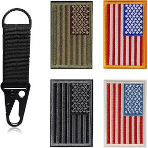 2 PCS Tactical American Flag Patches Embroidered USA Emblems with Hook & Loop Backing for Military Uniforms, Backpacks, Jackets, Hats (Gray, 3x2 Inch)