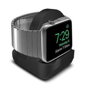 [2PCS] TUCANA Charger Stand Compatible with Apple Watch Charger Series 7/6/SE/5/4（45mm/44mm/41mm/40mm） and Series 3/2/1 (42mm/38mm), Nightstand Mode, Durable Silicone with Non-Slip Stable Base (Black)