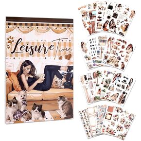 Reading Themed Journaling Stickers for Women, Paper & PET Aesthetic Scrapbook Sticker Book with 225 Images for Junk Journal, Planner and Collage