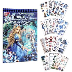 Reading Themed Journaling Stickers for Women, Paper & PET Aesthetic Scrapbook Sticker Book with 225 Images for Junk Journal, Planner and Collage