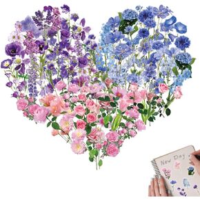 Natural Flower Stickers for Scrapbooking 120 Pieces,Self-Adhesive Transparent Flower Stickers Scrapbook Supplies Journaling Stickers for Adult Card Making (Style A)