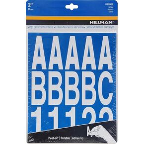 Hillman 847008 Die-Cut Letters/Numbers Kit, White, 2-Inch