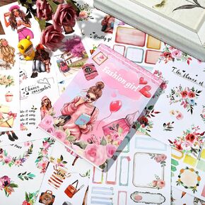 Scrapbook Stickers Book with 200 Stickers A5 Size Scrapbooking People Stickers Sticker Book for journaling Pre-Cut journaling Stickers washi Stickers Scrapbook Supplies