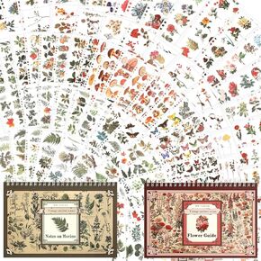 100 Sheets Botanical Stickers, Vintage Nature Washi Stickers for Scrapbooking, Journal, Planner, Crafting