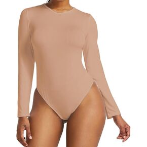 Women's Bodysuits Short Sleeve Round Neck Stretchy T Shirt Thong Body Suits Compression Slimming for Women