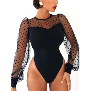 Long Sleeve Body Suits Womens Black Bodysuit Women Mesh Bodysuits For Women Blouse Sexy Tops For Women Sheer