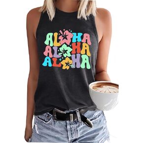 Women Summer Beach Casual Loose Tank Vest Just Breathe Dandelion Graphic Inspiring T-Shirt Vacation Tank Tops