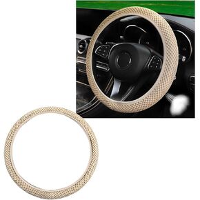 Elastic Stretch Steering Wheel Cover, 15"×15" Microfiber Breathable Ice Silk Steering Wheel Protector, Anti-Slip Elastic Steering Wheel Cover for Men Women, Car Accessories (Black)