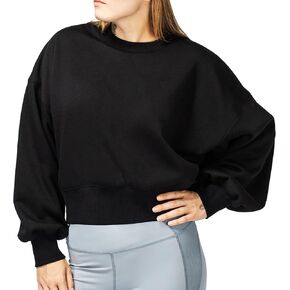 BRISIRA Sherpa Oversized Sweatshirt Women Cropped Hoodie Loose Fit Crewneck Pullover Trendy Baggy Drop Shoulder Winter Warm