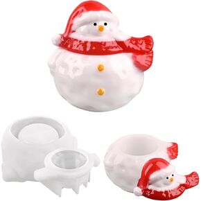 Actvty Snowman Jar Silicone Mold, Resin Jar Mold with Lid, Christmas Resin Mold Epoxy Casting Molds DIY Trinket Jar, Candle Jar, Candy Jar, Jewelry Container, Resin Craft Gifts Home Decor