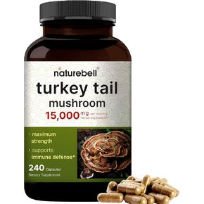 NatureBell Lions Mane Supplement 9,000mg Per Serving, 240 Veggie Capsules | Made with Organic Lion’s Mane Powder Extract – Cognitive Brain Nootropic & Immune Health Mushroom – Non-GMO