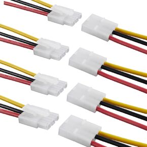 2 Pin Tamiya Plug Connector Adapter Cable Compatible Tamiya Battery Male Female Connectors 4 Pairs with 14AWG 10cm Cable, for Auto,Motorcycle,RC Car Lipo Battery Charge Wire.(4 Tamiya 2P)