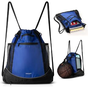 VULKIT Drawstring Backpack, Gym Bags for Men & Women with Large Front Mesh Pocket Suitable for Basketball Soccer Football Cycling Swimming Gears, Sports Bag Draw String Back Bag, Waterproof Swim Bag