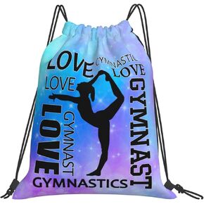 I Love Gymnastics Unisex Drawstring Backpack Bag Sport Gym Swim Travel Sackpack,BlueStar Balance