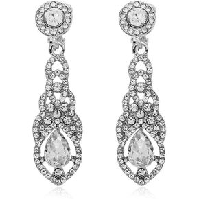 Aloha Earrings Non Pierced Silver Tone Clip On Sparkling Statement Dangling Earrings