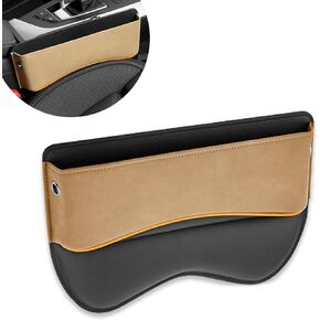 1 PC Car Seat Gap Filler, 11.4" x 1.6" x 8.7" Suede + Leather Car Seat Storage Box, Multifunctional Plug and Play Car Interior Accessories, Universal for Most Cars (Black)