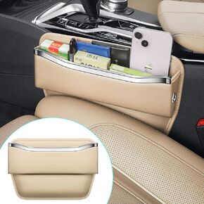 Car Seat Gap Filler - Premium Leather Car Organizer with Extra Storage - Organize and Secure Your Car Essentials - Fits Most Cars, SUV, Truck - 2 Pack - Black