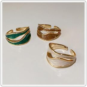Colorful Adjustable Enamel Ring For Women Gold Plated Irregular Elegant Oil Drip Friendship Finger Ring Set Jewelry For Women
