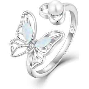 YL Pearl Butterfly Open Rings for Women 925 Sterling Silver Birthstone Statement Ring Promise Eternity bands Jewelry in Kuwait
