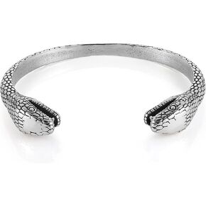 HZMAN Snake Cuff Bracelet for Men Gothic Punk Stainless Steel Double Snake Heads Cuff Bracelet Biker Bracelet Jewelry Gift