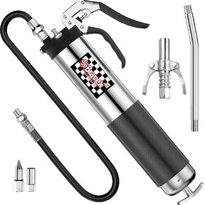 Grease Gun Pistol Grip Heavy Duty W/Quick Release Coupler - 18 inch Reinforced Flex Hose Grease Gun