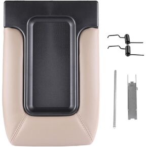 Auto Center Console Lid Armrest Cover Replacement Kit for 2001-2007 for GMC Sierra Chevrolet Silverado,2002-2003 for Cadillac Escalade EXT, Replaces 19127364, 19127365, 19127366 (Beige)
