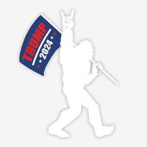 Sasquatch Bigfoot Rock On Trump 2024 Flag Vinyl Sticker Decal - 5 Inches - for Car Truck SUV Van Window Bumper Wall Laptop Tablet Cup Tumbler and Any Smooth Surface