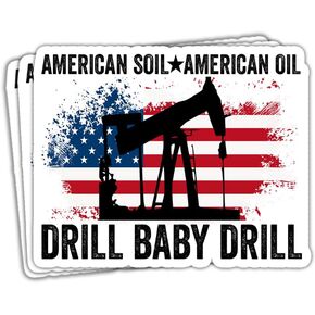 MAIANEY (3 Pcs) Drill Baby Drill American Oil American Soil Sticker, Gas Prices American Flag Stickers for Laptop Water Bottle Phone Car Bumper Window Helmet, Stickers 3"x4"