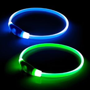 【2-Pack】 Rechargeable LED Dog Collar Set - Illuminate Night Walks with Universal Safety Light for Small, Medium, and Large Dogs (Pink&Red)