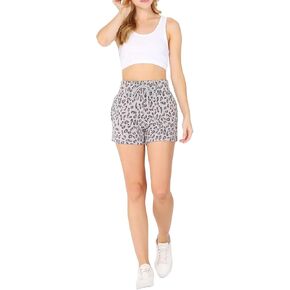 Women's Fleece Animal Print Sweat Shorts Two Side Pockets