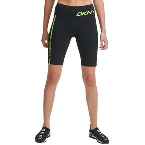DKNY Sport Women's High-Waist Bike Shorts (Sour Apple, X-Small) Blue Black