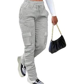SOLY HUX Women's Drawstring Elastic Waist Sweatpants Athletic Pants with Flap Pockets