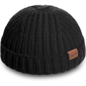 Fisherman Short Beanie Hats for Men, Knit Skull Cap Cuff Trawler Hat Mens Stylish Watch Cap Winter Warm Hat for Daily Wear