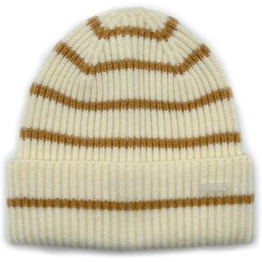 Knit Striped Beanie Hat, Black and Cream, Winter Beanie Caps for Men Women