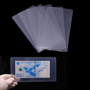 6 Pieces Clear Paper Money Holders Collectors Plastic Currency Sleeves Banknote Sleeve Plastic Bills Protector Bag Stamp Paper Souvenirs Storage Currency Collection Supplies, 20.5cmx11cm/8x4.3inch