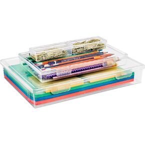 Sorbus 6-Piece Art Supply Storage Organizer – Stackable Craft Storage Organizer with Hinged Lids – Art Storage, Yarn Organizer, Ribbon Organizer, Bead Organizers, Arts and Crafts Organizer Containers