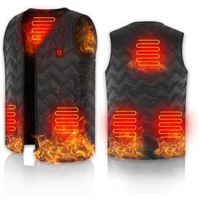 Heated Vest Adjustable Size Warm Vest with 5 Heating areas, USB Rechargeable Heated Jacket,Washable Electric Vest for Men Women