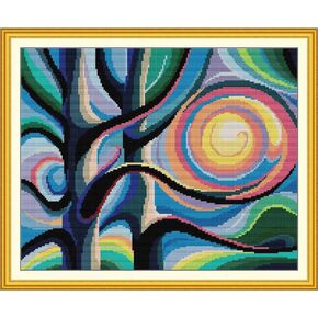 Bilrost Luxury 14ct Floral Cross Stitch Kit for Enthusiasts: Premium DIY Embroidery for Elegant Home Decor & Gifts-Warm Winter Sun 15.75 x 12.6 inch