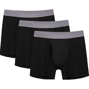 netdraw Mens Ultra Soft Viscose Bamboo Boxer Briefs With Fly Seamless Breathable Cool 5'' Underwear 3 Pack