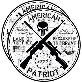 Land of The Free Because of The Brave Vinyl Sticker Decal - 4 Inches - 2nd Amendment Sticker for Car Truck SUV Van Window Bumper Wall Laptop Tablet Tumbler and Any Smooth Surface 2-Pack